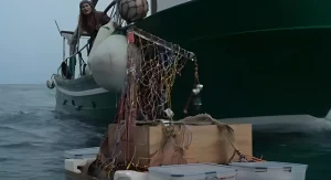 Pregnant women gets stuck on a container, alone in the middle of the ocean